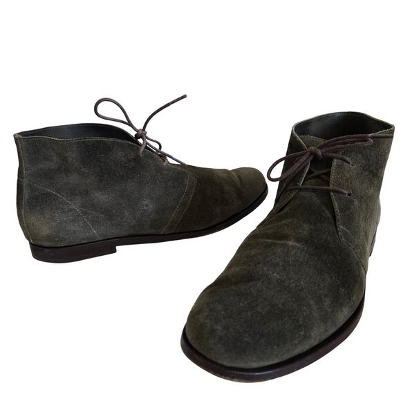 Velasca Mens Dark Green Suede Leather Ankle Boots Sz-45 US 12 Handmade in Italy main image 8